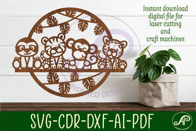 Jungle animal wall art sign, SVG file. vector file SVG APInspireddesigns 
