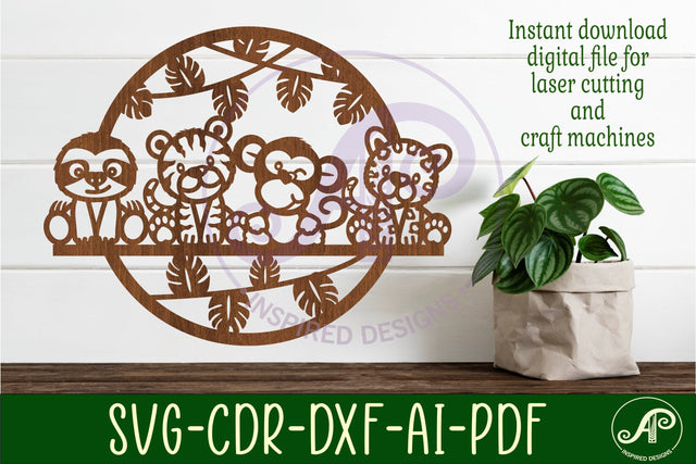 Jungle animal wall art sign, SVG file. vector file SVG APInspireddesigns 