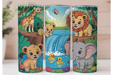 Jungle Animals 20oz Tumbler Wrap Sublimation PixelChick 