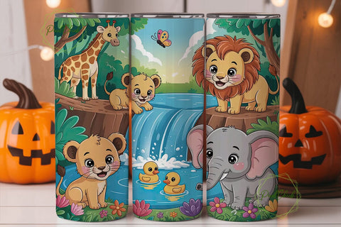 Jungle Animals 20oz Tumbler Wrap Sublimation PixelChick 