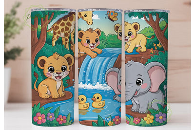 Jungle Animals 20oz Tumbler Wrap Sublimation PixelChick 