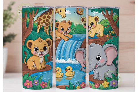 Jungle Animals 20oz Tumbler Wrap Sublimation PixelChick 