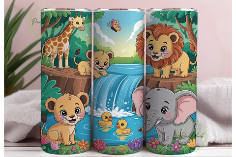 Jungle Animals 20oz Tumbler Wrap Sublimation PixelChick 