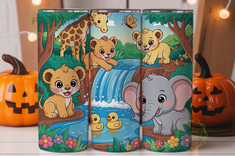 Jungle Animals 20oz Tumbler Wrap Sublimation PixelChick 
