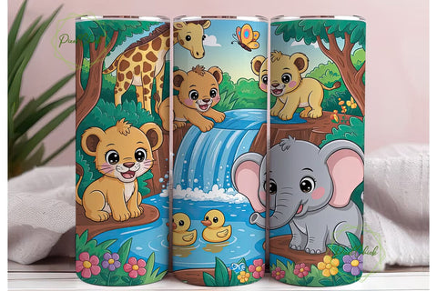 Jungle Animals 20oz Tumbler Wrap Sublimation PixelChick 