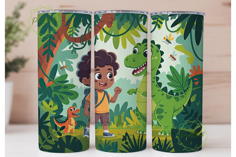 Jungle Dinosaur Adventure 20oz Tumbler Sublimation PixelChick 
