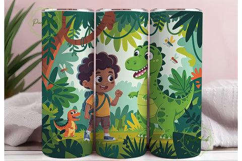 Jungle Dinosaur Adventure 20oz Tumbler Sublimation PixelChick 