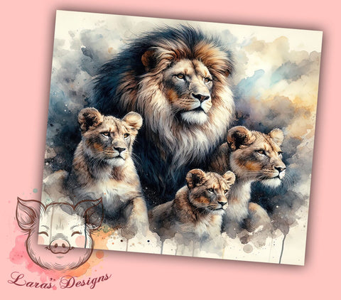 Jungle Safari Lion Tumbler Wrap, Lion Family, Tumbler Wrap, Sublimation Design, Wildlife Art, Animal Lover Gift, Safari Decor, Jungle Theme Sublimation Lara' s Designs 