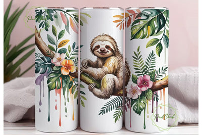 Jungle Sloth 20oz Tumbler Wrap Sublimation PixelChick 