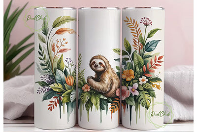 Jungle Sloth 20oz Tumbler Wrap Sublimation PixelChick 