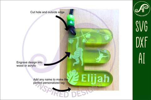 Jungle theme tag letter designs keychain DIGITAL SVG SVG APInspireddesigns 