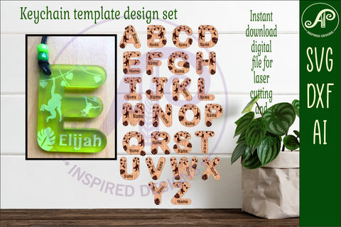 Jungle theme tag letter designs keychain DIGITAL SVG SVG APInspireddesigns 