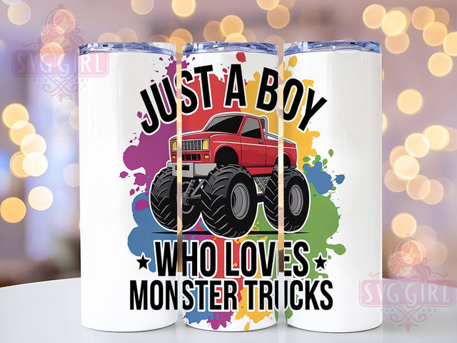 Just a Boy Monster Truck Tumbler, Just a Boy Tumbler Wrap, 20oz Sublimation Tumbler, Off-Road Truck Design, Kid's Truck Lover Tumbler, Big Wheels Truck Tumbler, Dirt Track Racing Tumbler Sublimation SvggirlplusArt 