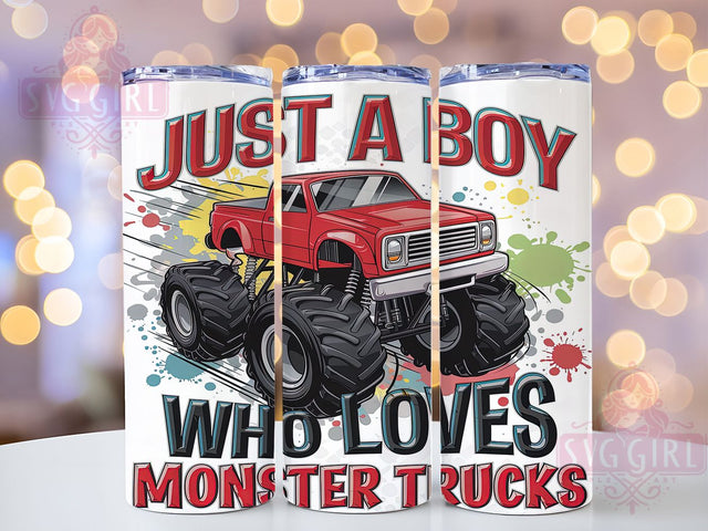 Just a Boy Monster Truck Tumbler, Just a Boy Tumbler Wrap, 20oz Sublimation Tumbler, Off-Road Truck Design, Kid's Truck Lover Tumbler, Big Wheels Truck Tumbler, Dirt Track Racing Tumbler Sublimation SvggirlplusArt 