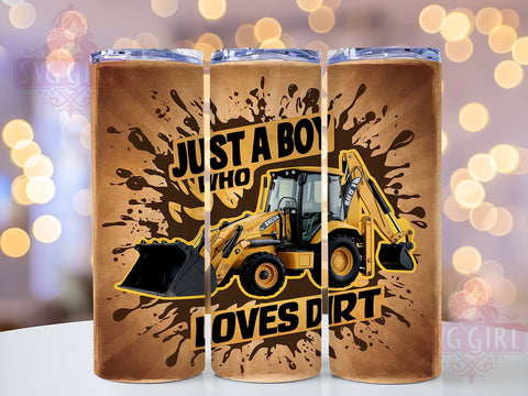 Just a Boy Who Loves Dirt 20oz Tumbler Wrap Sublimation Design, Straight Tapered Tumbler Wrap, Grunge Metal Tumbler Png, Instant Digital Download Sublimation SvggirlplusArt 