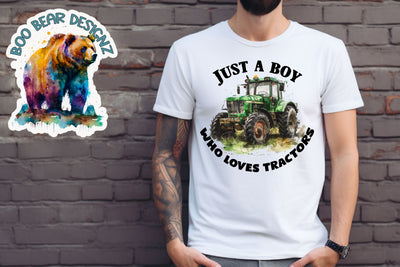 Just a boy who loves tractors Sublimation Boo Bear Designz 