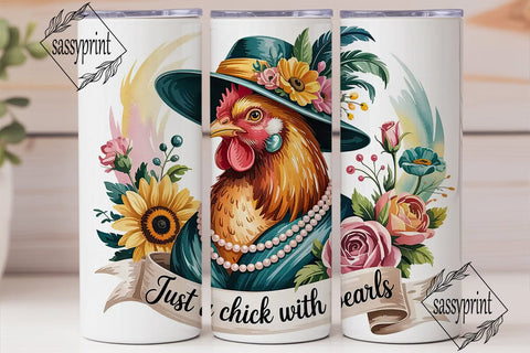 Just a Chick with Pearls 20oz Tumbler Sublimation sassyprint 