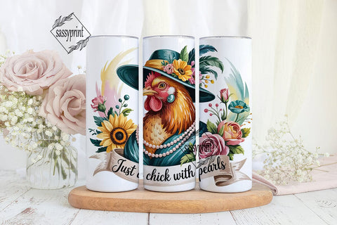 Just a Chick with Pearls 20oz Tumbler Sublimation sassyprint 