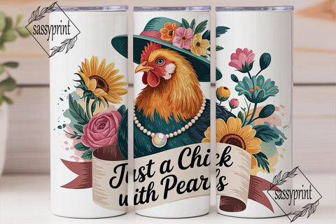 Just a Chick with Pearls 20oz Tumbler Sublimation sassyprint 