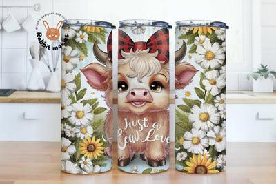 Just a Cow Lover Tumbler Wrap 20oz Skinny Sublimation Design, Instant Digital Download PNG, Straight, Baby Cow Tumbler Wrap Sublimation Rabbitmakies 