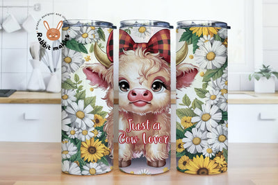 Just a Cow Lover Tumbler Wrap 20oz Skinny Sublimation Design, Instant Digital Download PNG, Straight, Baby Cow Tumbler Wrap Sublimation Rabbitmakies 