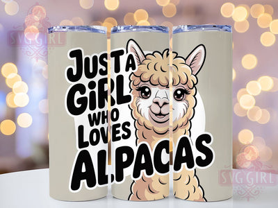 Just A Girl Alpaca 20oz Tumbler, Alpaca Lover Gift, Just A Girl Quote, 20oz Tumbler Wrap, Sublimation Design PNG, Cute Alpaca Wrap, Farm Animal Sublimation Sublimation SvggirlplusArt 