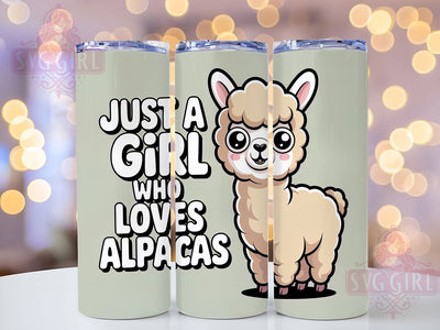 Just A Girl Alpaca 20oz Tumbler, Alpaca Lover Gift, Just A Girl Quote, 20oz Tumbler Wrap, Sublimation Design PNG, Cute Alpaca Wrap, Farm Animal Sublimation Sublimation SvggirlplusArt 