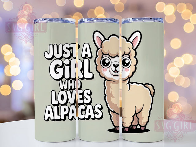 Just A Girl Alpaca 20oz Tumbler, Alpaca Lover Gift, Just A Girl Quote, 20oz Tumbler Wrap, Sublimation Design PNG, Cute Alpaca Wrap, Farm Animal Sublimation Sublimation SvggirlplusArt 