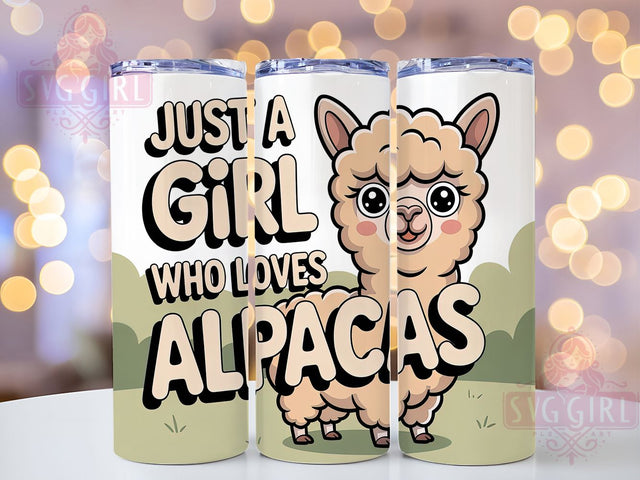 Just A Girl Alpaca 20oz Tumbler, Alpaca Lover Gift, Just A Girl Quote, 20oz Tumbler Wrap, Sublimation Design PNG, Cute Alpaca Wrap, Farm Animal Sublimation Sublimation SvggirlplusArt 