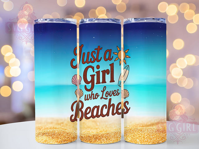 Just A Girl Beach Tumbler, Beach Lover Tumbler, Summer Tumbler Wrap, 20oz Tumbler Design, Ocean Vibes Sublimation, Tropical Girl Wrap, Beach Life PNG Sublimation SvggirlplusArt 