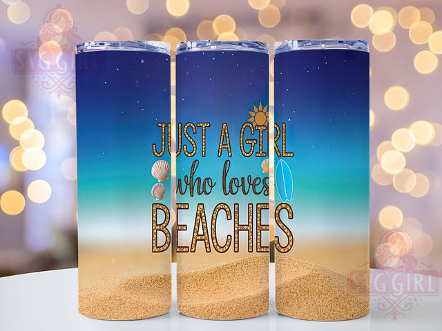 Just A Girl Beach Tumbler, Beach Lover Tumbler, Summer Tumbler Wrap, 20oz Tumbler Design, Ocean Vibes Sublimation, Tropical Girl Wrap, Beach Life PNG Sublimation SvggirlplusArt 