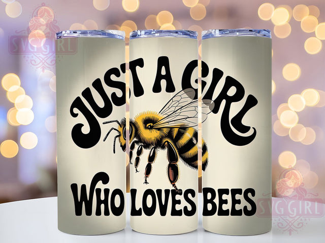 Just A Girl Bee 20oz Tumbler, Bee Lover Gift, Just A Girl Quote, 20oz Tumbler Wrap, Sublimation Design PNG, Cute Bee Wrap, Nature Lover Sublimation Sublimation SvggirlplusArt 
