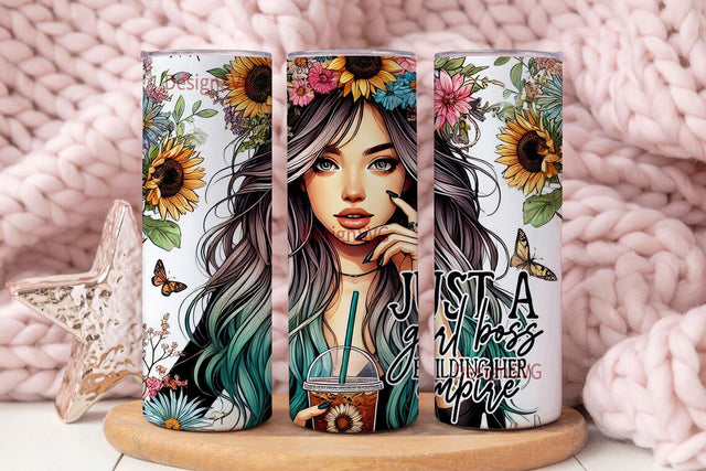 Just a Girl Boss Building Her Empire 20 oz skinny Tumbler Girl Boss sublimation Tumbler Designs Sublimation DesignSVG 