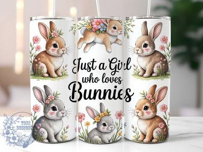 Just A Girl Bunny Lover Tumbler, Cute Bunny Tumbler, Just A Girl Wrap, Easter Bunny Wrap, Playful Bunny Wrap, Sublimation Design, Trendy Gift Idea Sublimation ToriDesigns 