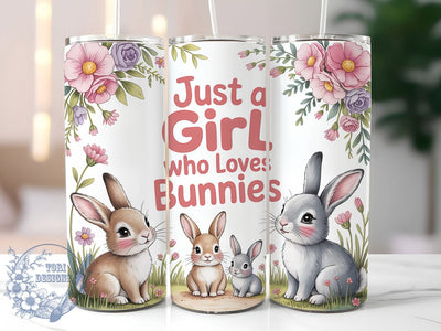 Just A Girl Bunny Lover Tumbler, Cute Bunny Tumbler, Just A Girl Wrap, Easter Bunny Wrap, Playful Bunny Wrap, Sublimation Design, Trendy Gift Idea Sublimation ToriDesigns 