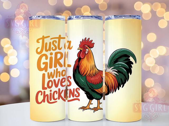 Just A Girl Chicken 20oz Tumbler, Chicken Lover Gift, Just A Girl Quote, 20oz Tumbler Wrap, Sublimation Design PNG, Cute Chicken Wrap, Farm Animal Sublimation Sublimation SvggirlplusArt 