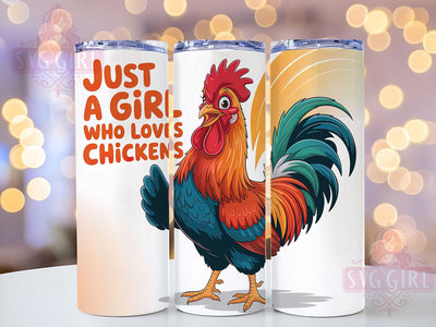 Just A Girl Chicken 20oz Tumbler, Chicken Lover Gift, Just A Girl Quote, 20oz Tumbler Wrap, Sublimation Design PNG, Cute Chicken Wrap, Farm Animal Sublimation Sublimation SvggirlplusArt 