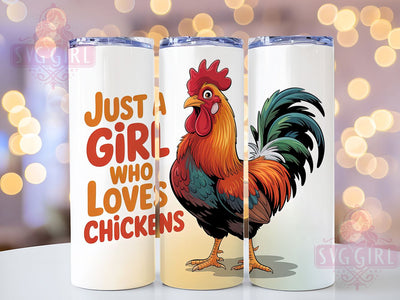 Just A Girl Chicken 20oz Tumbler, Chicken Lover Gift, Just A Girl Quote, 20oz Tumbler Wrap, Sublimation Design PNG, Cute Chicken Wrap, Farm Animal Sublimation Sublimation SvggirlplusArt 