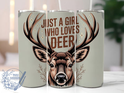 Just A Girl Deer 20oz Tumbler, Deer Lover Gift, Just A Girl Quote, 20oz Tumbler Wrap, Sublimation Design PNG, Cute Deer Wrap, Wildlife Lover Sublimation Sublimation ToriDesigns 