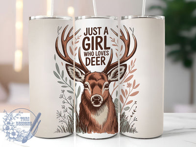 Just A Girl Deer 20oz Tumbler, Deer Lover Gift, Just A Girl Quote, 20oz Tumbler Wrap, Sublimation Design PNG, Cute Deer Wrap, Wildlife Lover Sublimation Sublimation ToriDesigns 
