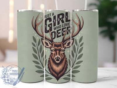 Just A Girl Deer 20oz Tumbler, Deer Lover Gift, Just A Girl Quote, 20oz Tumbler Wrap, Sublimation Design PNG, Cute Deer Wrap, Wildlife Lover Sublimation Sublimation ToriDesigns 
