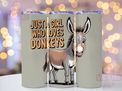 Just A Girl Donkey 20oz Tumbler, Donkey Lover Gift, Just A Girl Quote, 20oz Tumbler Wrap, Sublimation Design PNG, Cute Donkey Wrap, Farm Animal Sublimation Sublimation SvggirlplusArt 