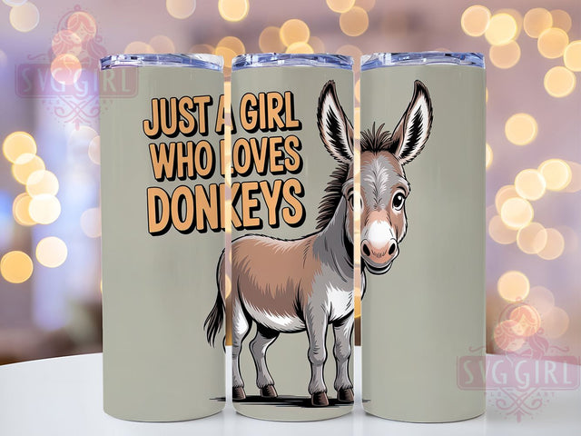 Just A Girl Donkey 20oz Tumbler, Donkey Lover Gift, Just A Girl Quote, 20oz Tumbler Wrap, Sublimation Design PNG, Cute Donkey Wrap, Farm Animal Sublimation Sublimation SvggirlplusArt 