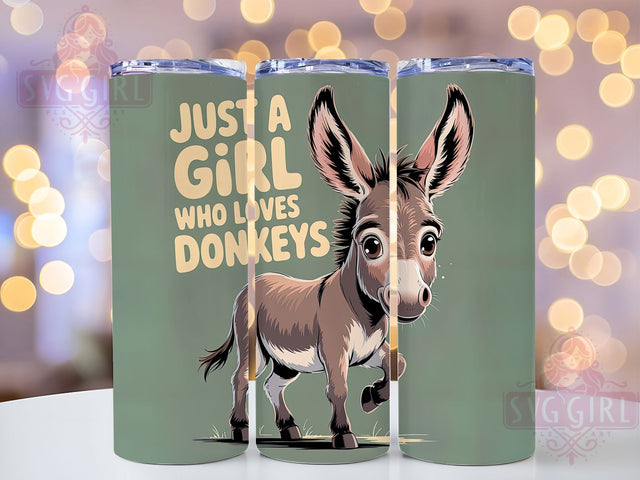 Just A Girl Donkey 20oz Tumbler, Donkey Lover Gift, Just A Girl Quote, 20oz Tumbler Wrap, Sublimation Design PNG, Cute Donkey Wrap, Farm Animal Sublimation Sublimation SvggirlplusArt 