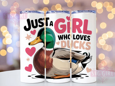 Just A Girl Duck 20oz Tumbler, Duck Lover Gift, Just A Girl Quote, 20oz Tumbler Wrap, Sublimation Design PNG, Cute Duck Wrap, Farm Animal Sublimation Sublimation SvggirlplusArt 