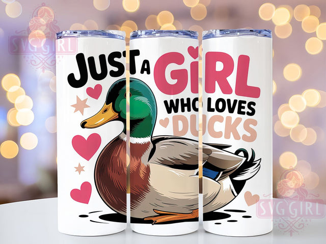 Just A Girl Duck 20oz Tumbler, Duck Lover Gift, Just A Girl Quote, 20oz Tumbler Wrap, Sublimation Design PNG, Cute Duck Wrap, Farm Animal Sublimation Sublimation SvggirlplusArt 