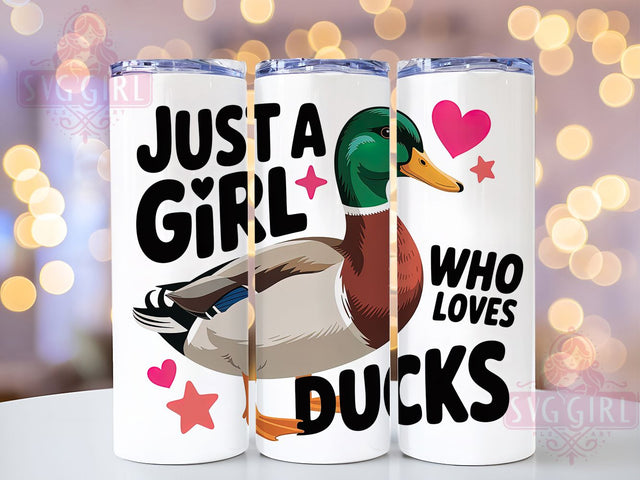Just A Girl Duck 20oz Tumbler, Duck Lover Gift, Just A Girl Quote, 20oz Tumbler Wrap, Sublimation Design PNG, Cute Duck Wrap, Farm Animal Sublimation Sublimation SvggirlplusArt 