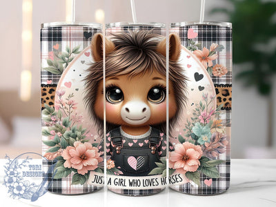 Just A Girl Horse Lover Tumbler, Just A Girl Tumbler, 20oz Equestrian Wrap, Rustic Horse Tumbler, Country Girl Gift, Seamless Horse Design, Western Aesthetic Tumbler Sublimation ToriDesigns 