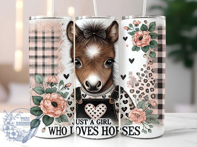 Just A Girl Horse Lover Tumbler, Just A Girl Tumbler, 20oz Equestrian Wrap, Rustic Horse Tumbler, Country Girl Gift, Seamless Horse Design, Western Aesthetic Tumbler Sublimation ToriDesigns 