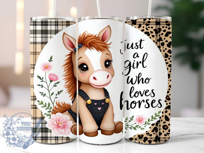Just A Girl Horse Lover Tumbler, Just A Girl Tumbler, 20oz Equestrian Wrap, Rustic Horse Tumbler, Country Girl Gift, Seamless Horse Design, Western Aesthetic Tumbler Sublimation ToriDesigns 